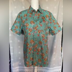 Retrofit Teal Shirt with Skull floral print